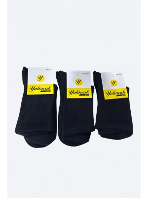 Yalıncak Yarım Konç Kolej Çorap Siyah Renk