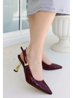 Zalin Bordo Rugan Kadın Topuklu Ayakkabı