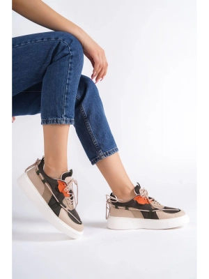 Zoes Nude Süet Yeşil Detaylı Bağcıklı Kadın Spor Ayakkabı