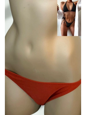 Özel Tasarım Bağlamalı Kiremit Rengi Bikini Alt