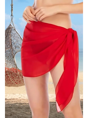 Özel Tasarım Bikini & Mayo Üstüne Kırmızı Tül Pareo