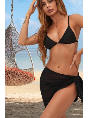 Özel Tasarım Bikini & Mayo Üstüne Siyah Tül Pareo