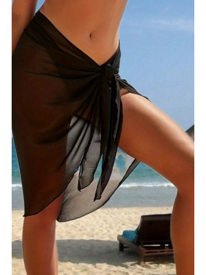 Özel Tasarım Bikini & Mayo Üstüne Uzun Siyah Tül Pareo