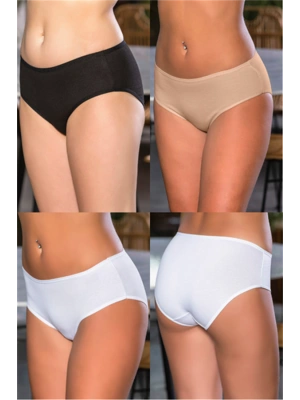 PAMUKLU YÜKSEK BEL SLİP KÜLOT (KARIŞIK) SİYAH-BEYAZ-TEN (MGP2966)