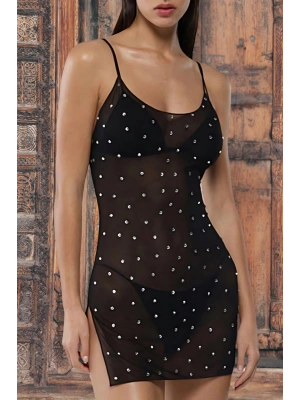 Tül Üstüne Taş İşlemeli Fantezi GecelikModellerimiz 75006