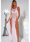 Beyaz Yanlardan Yırtmaçlı Uzun Fantezi Sexi Fantezi Gecelik Model 68000B