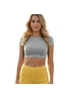 Crop Kısakollu Body Gri Renk