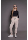 Jogger 3 İplik Şardonlu Cepli Tek Alt Siyah Siyah Sütlü Kahve