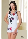 Kedi Baskılı Sporcu Şortlu Takım B326