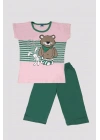 Kız Çocuk Ayıcık Desenli Alt Üst Pijama Takımı