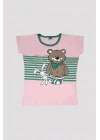 Kız Çocuk Ayıcık Desenli Alt Üst Pijama Takımı