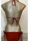 Özel Tasarım Bağlamalı Kiremit Rengi Bikini Alt