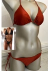 Özel Tasarım Bağlamalı Kiremit Rengi Bikini Takımı