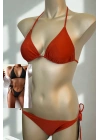 Özel Tasarım Bağlamalı Kiremit Rengi Bikini Takımı