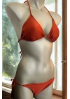 Özel Tasarım Bağlamalı Kiremit Rengi Bikini Takımı