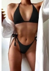 Özel Tasarım Bağlamalı Siyah Bikini Üst