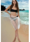 Özel Tasarım Bikini & Mayo Üstüne Beyaz File Tül Pareo