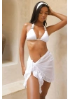 Özel Tasarım Bikini & Mayo Üstüne Beyaz Şık Fırfırlı Plaj Pareo