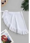 Özel Tasarım Bikini & Mayo Üstüne Beyaz Şık Fırfırlı Plaj Pareo