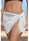 Özel Tasarım Bikini & Mayo Üstüne Beyaz Tül Pareo
