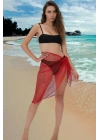 Özel Tasarım Bikini & Mayo Üstüne Kırmızı File Tül Pareo