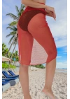 Özel Tasarım Bikini & Mayo Üstüne Kırmızı File Tül Pareo