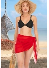 Özel Tasarım Bikini & Mayo Üstüne Kırmızı Tül Pareo