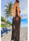 Özel Tasarım Bikini & Mayo Üstüne Siyah Uzun Yırtmaçlı Pareo Elbise