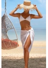 Özel Tasarım Bikini & Mayo Üstüne Uzun Beyaz Tül Pareo