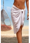 Özel Tasarım Bikini & Mayo Üstüne Uzun Beyaz Tül Pareo