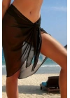 Özel Tasarım Bikini & Mayo Üstüne Uzun Siyah Tül Pareo