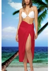 Özel Tasarım Bikini & Mayo Üstüne Uzun Tül Kırmızı Pareo
