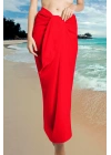 Özel Tasarım Bikini & Mayo Üstüne Uzun Tül Kırmızı Pareo