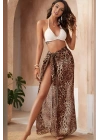 Özel Tasarım Bikini & Mayo Üstüne Uzun Tül Leopar Pareo