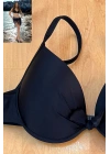 Özel Tasarım Fiyonklu Şık Siyah Bikini Üst