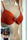 Özel Tasarım Ön Kısmı Fiyonk Kiremit Rengi Bikini Takımı