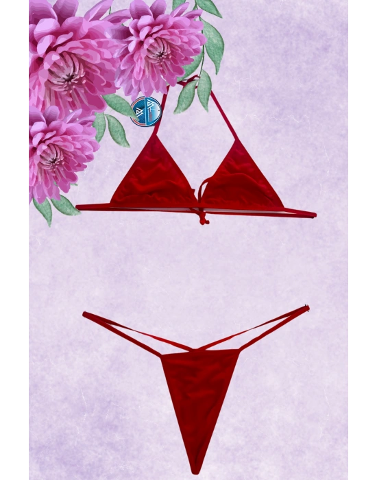 Alt Üst Takım String Külot Sütyen Külot Takım KırmızıModellerimiz 83037K