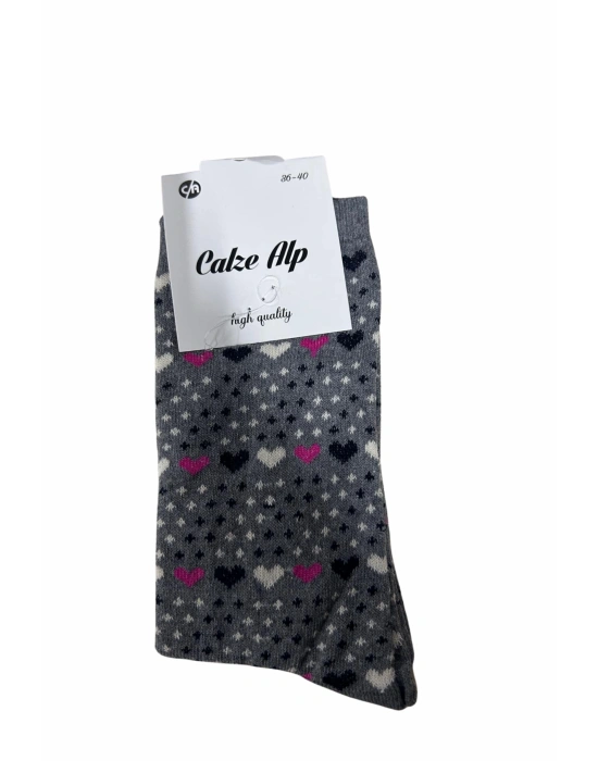 Barış Kalp Desenli Likralı Kadın Soket Çorap 1 Adet