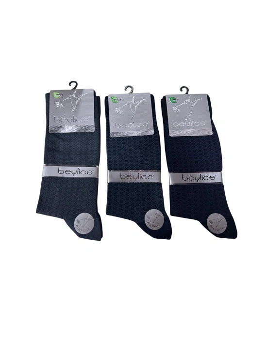 Beylice Desenli Bambu Dikişsiz Erkek Çorabı -Sıkmayan Lastik- Tavşan Kulağı Kavrayan Topuk 6 ADET
