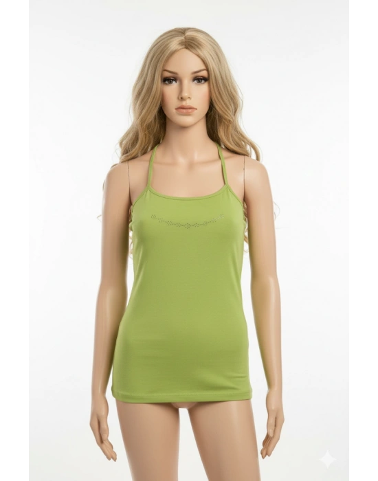 Boyundan Bağlamalı Taş İşlemeli Atlet