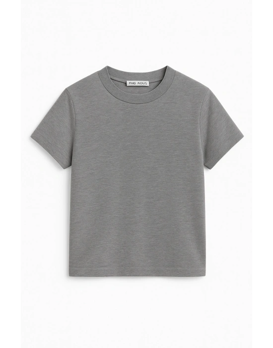 Crop Kısakollu Body Gri Renk