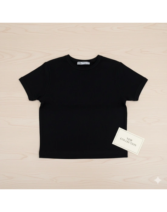 Crop Kısakollu Body Siyah Renk