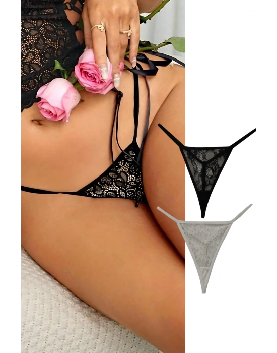 Dantelli Fantezi Tanga KülotModellerimizModellerimiz 83028-2Lİ