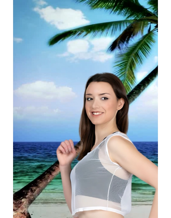 File Kısa Kolsuz Mayo Üstüne Yazlık Kıyafet model 608