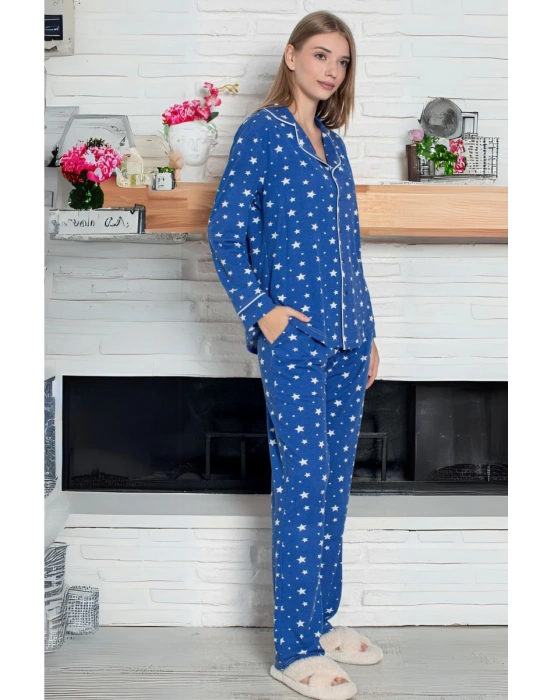 LİMİSSİ DESENLİ PAMUK VİSKON PİJAMA TAKIMI