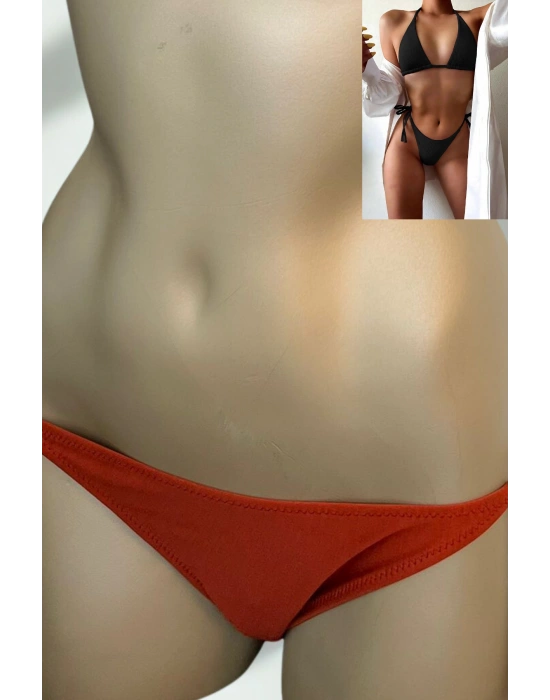 Özel Tasarım Bağlamalı Kiremit Rengi Bikini Alt