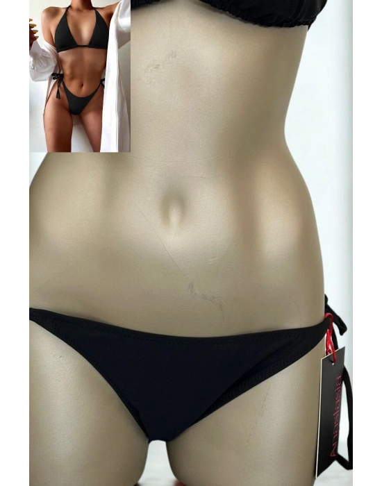 Özel Tasarım Bağlamalı Siyah Bikini Alt
