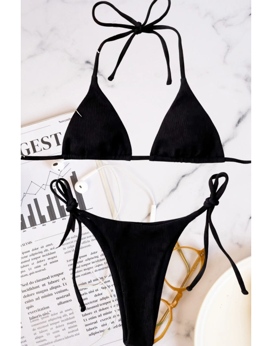 Özel Tasarım Bağlamalı Siyah Bikini Takımı
