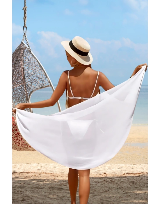 Özel Tasarım Bikini & Mayo Üstüne Beyaz Tül Pareo
