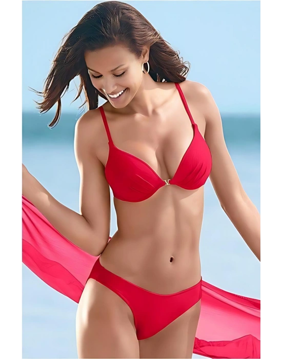 Özel Tasarım Bikini & Mayo Üstüne Kırmızı Tül Pareo